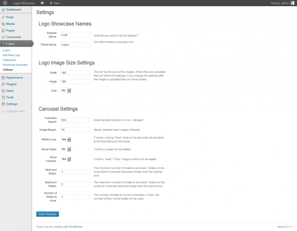 Settings Page