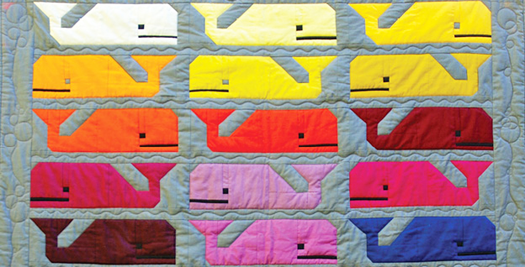 photo of quilter cindy scraba’s the preppy whale quilt