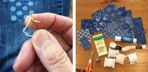 photo of a quilters knot start your boro stitching with the right materials