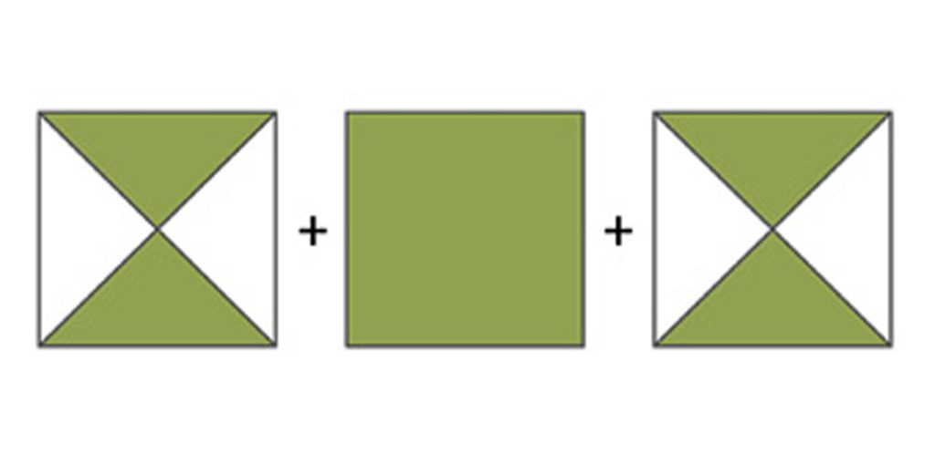 photo of three squares used to make star blocks