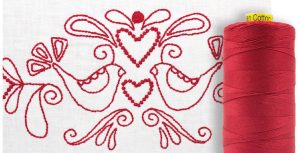 photo of red work embroidery