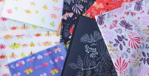 photo of fabric design sketches and prints