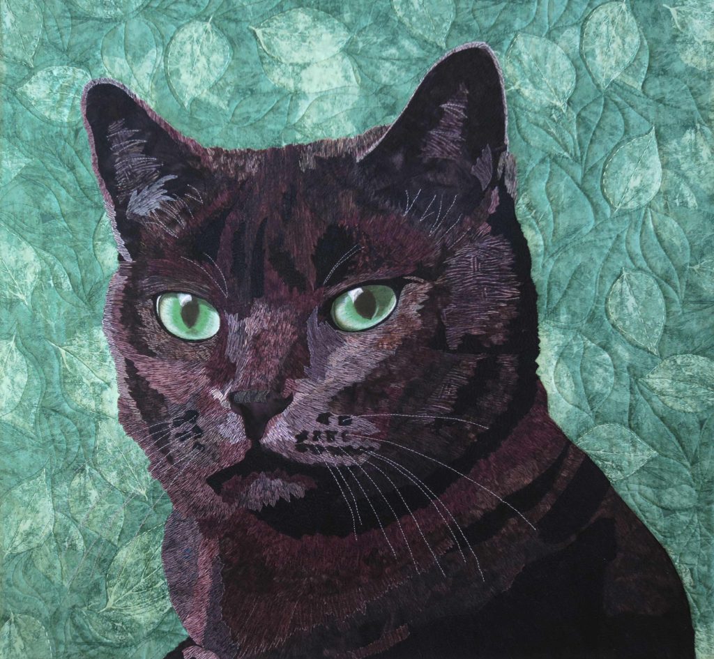 Cat with Green Eyes - Excellence Award – Threadwork Using Aurifil Thread