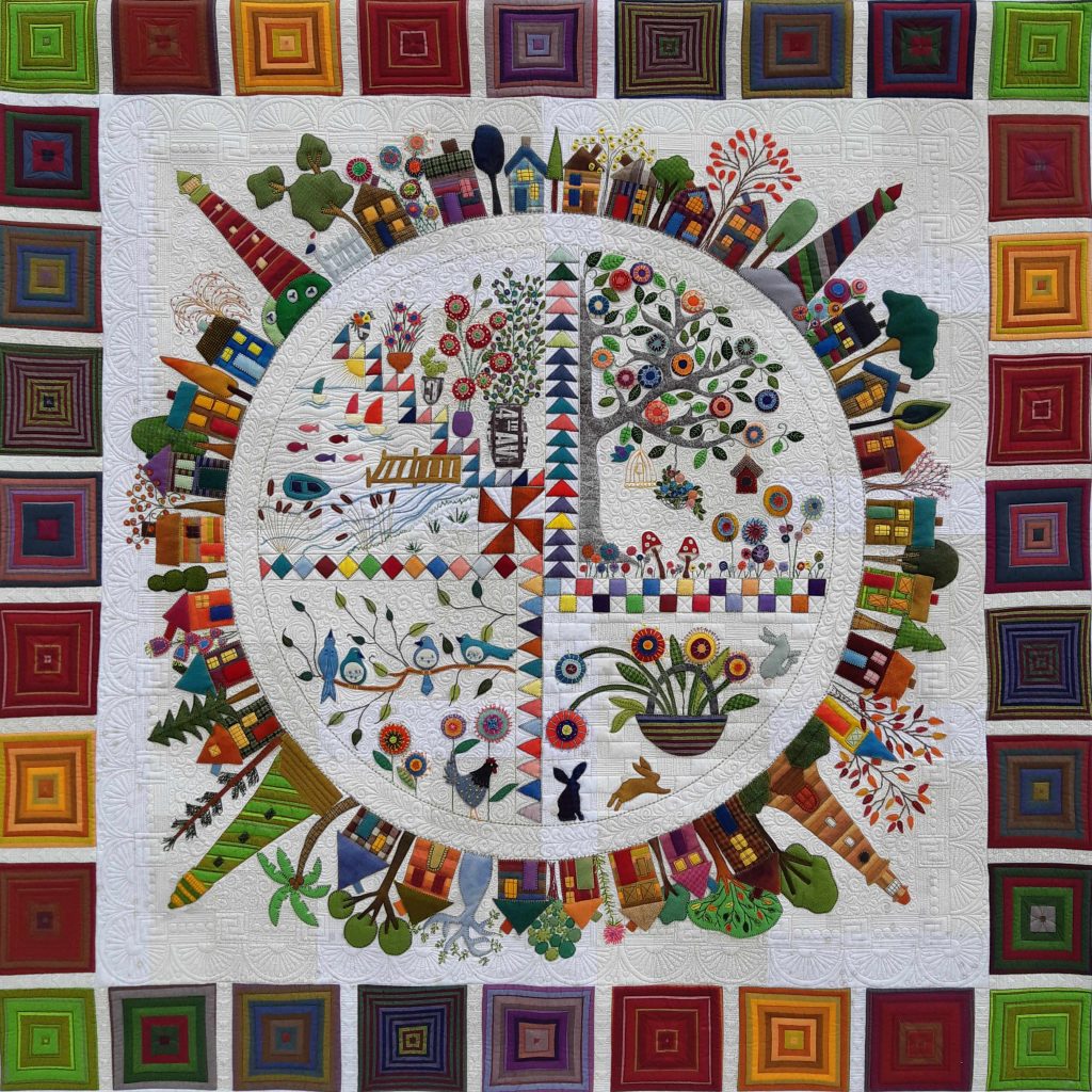 Round My Wooly Garden - Patterns/Books/ Magazines or Social Media - Wall Hanging and Bed Quilts:  1st place