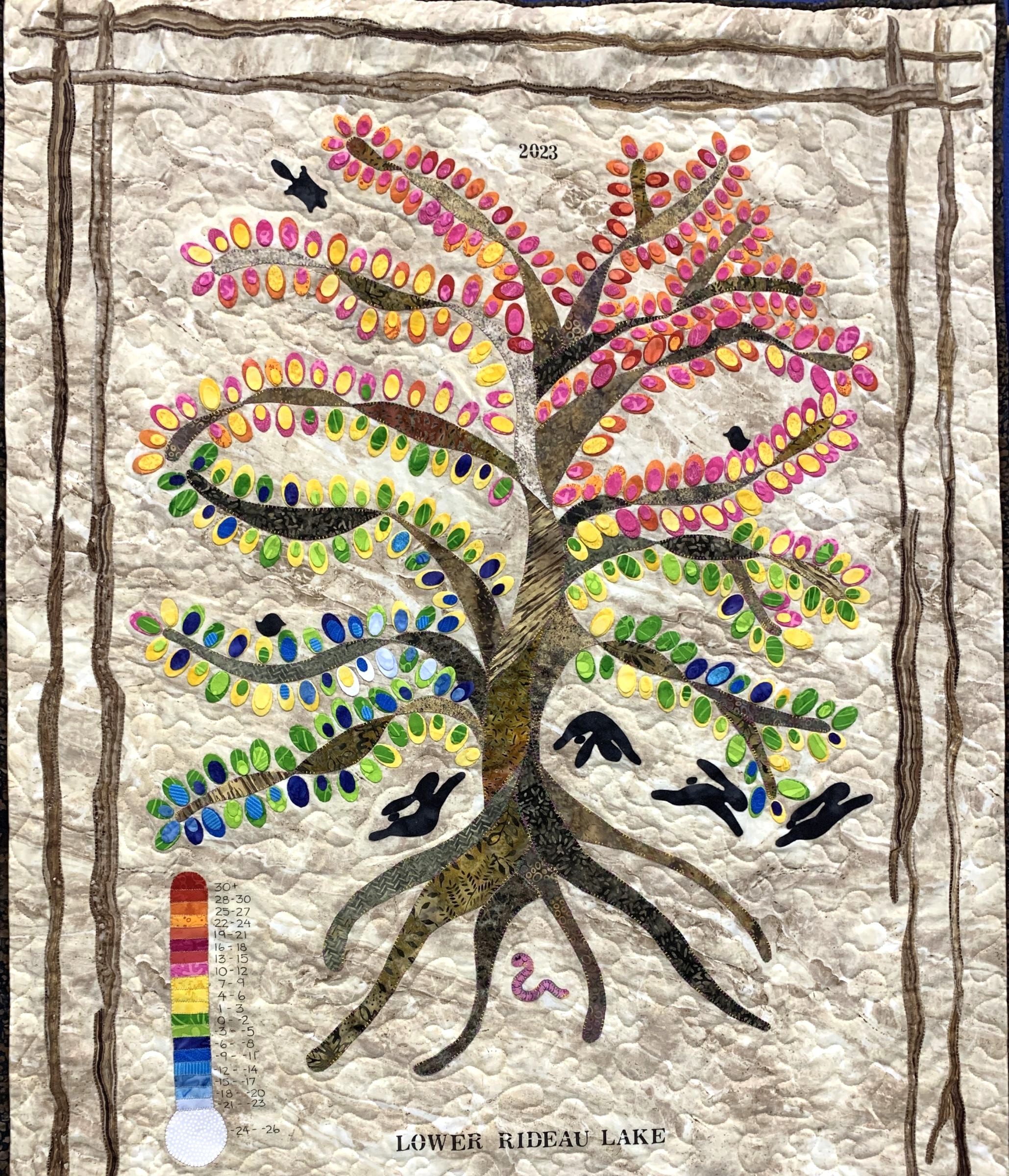 Lower Rideau Lake temperature quilt 2023 by Ruth Wilson Lower Rideau Lake temperature quilt 2023 by Ruth Wilson
