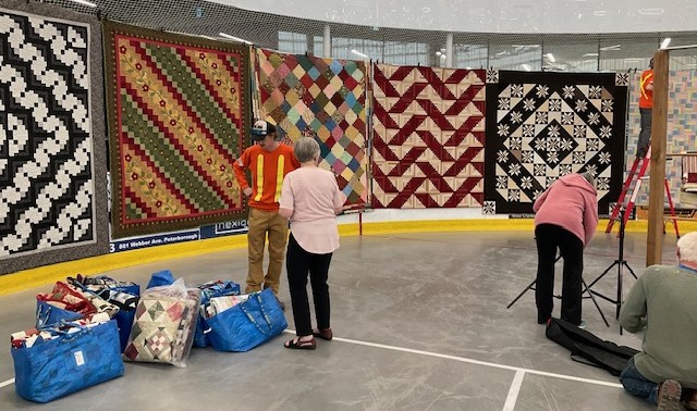 Setup at the Millbrook Needlers quilt show