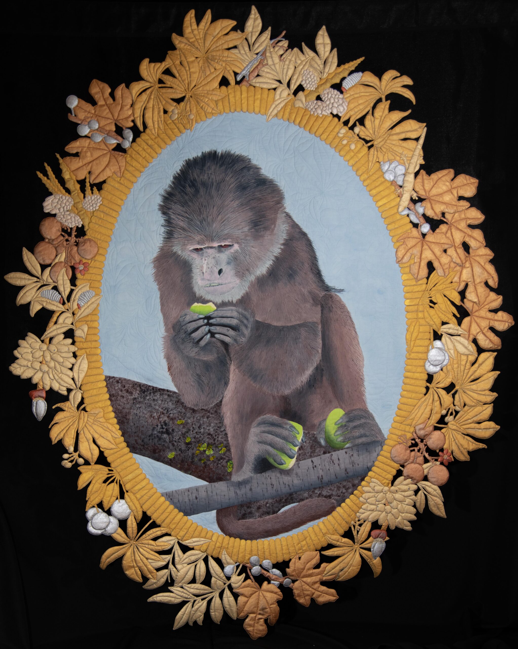 The cut away background of award-winning quilt Habitat