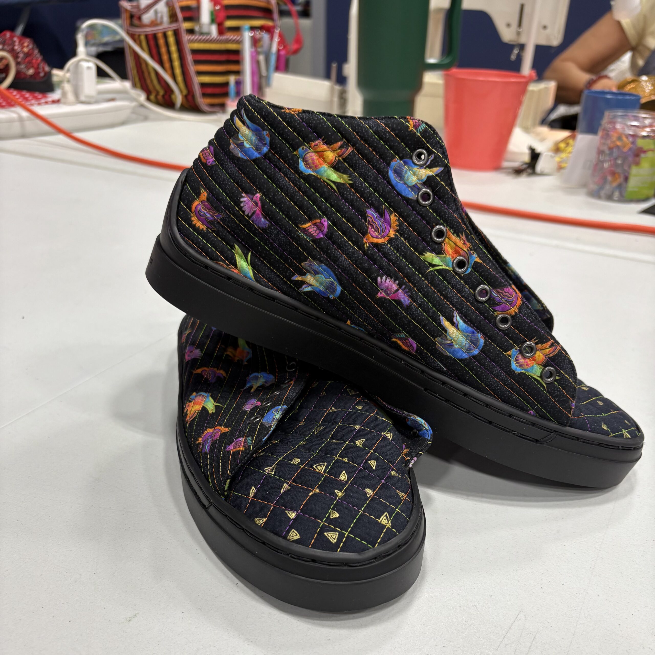 Black quilted sneakers