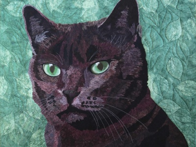 Cat with Green Eyes - Excellence Award – Threadwork Using Aurifil Thread